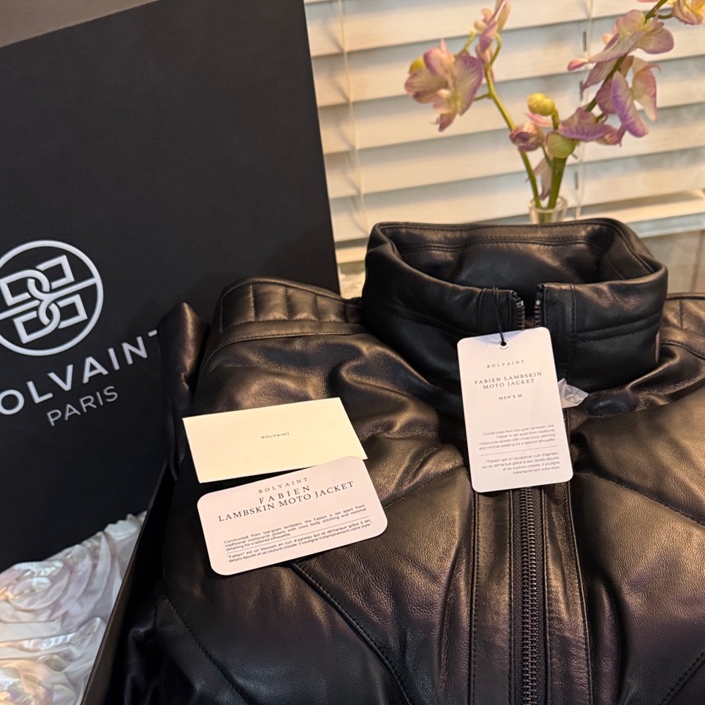 Bolvaint Men’s Black Lamb Skin Leather (Fabien) Moto Jacket